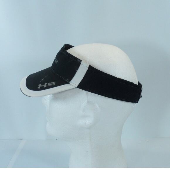 Under Armour Run Lightweight Strapback Sun Visor Cap Hat White Black Heat Gear - Picture 4 of 10
